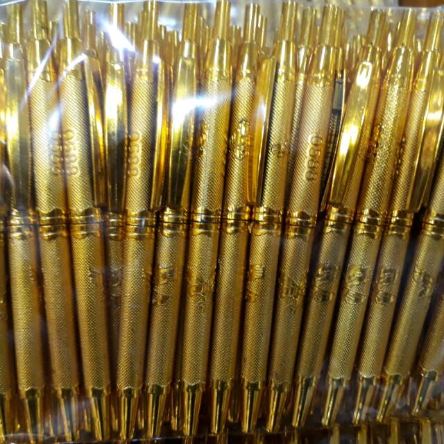 

Souvenir pulpen gold kmas plastik (minimal 100pcs)