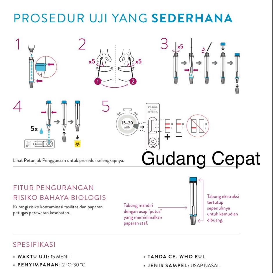 [ULE➦] Abbott Bioquick Antigen Swab Covid 19 Rapid Test Device 1pc Satuan Nasal New RF51 Readystock
