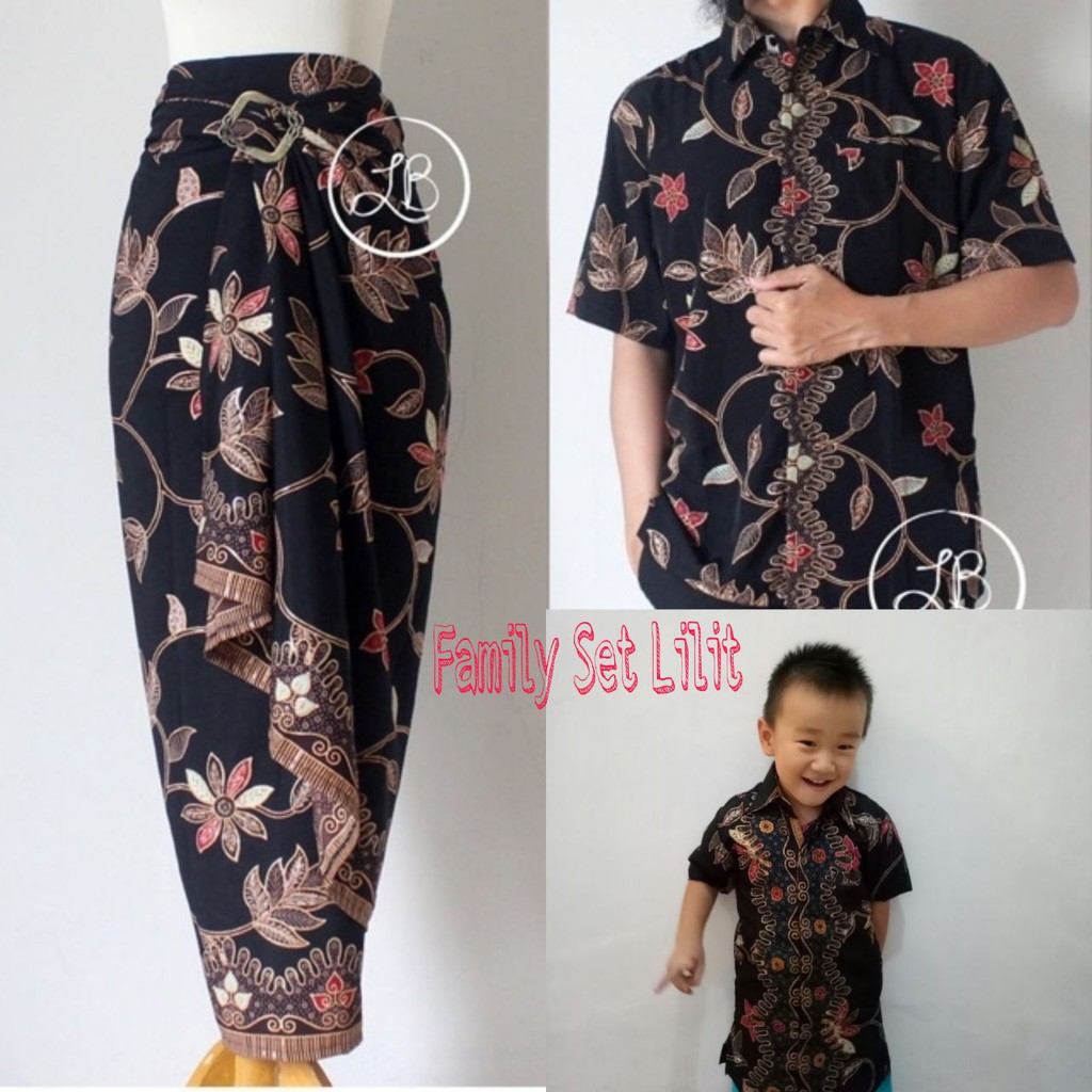 SB Collection Couple Family Rok Lilit Fashiha Maxi Dan Kemeja Batik Anak Ayah