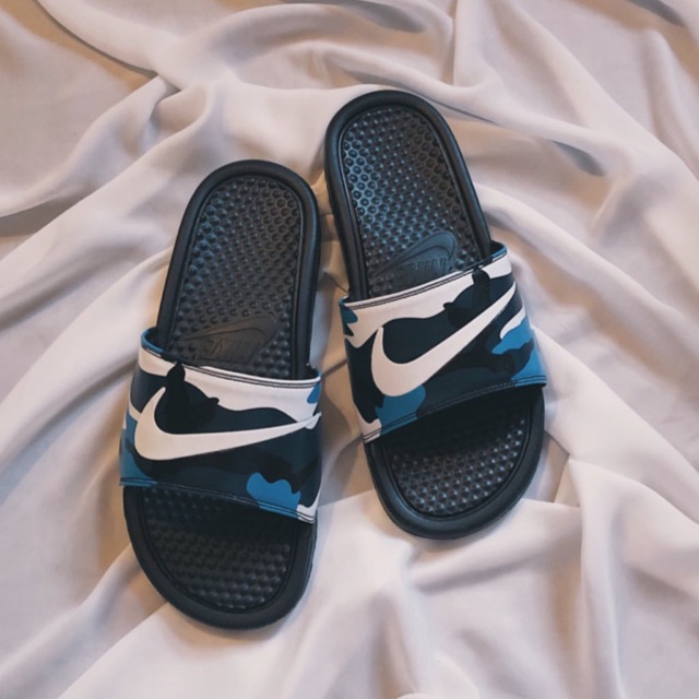 army green nike slides