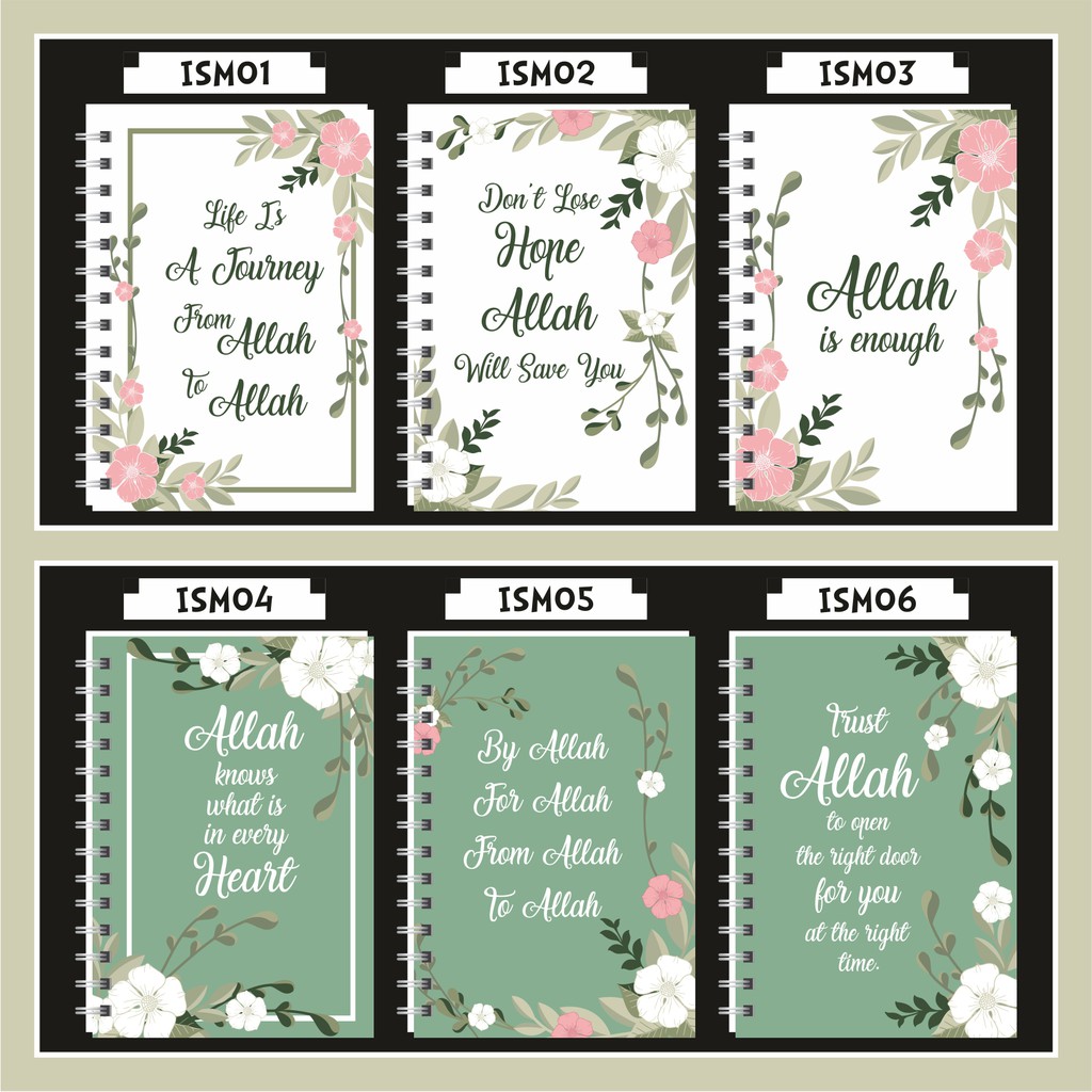 

Notebook / Ring Note Floral / Flower Muslimah Motivasi Deen Unik Spiral A5 Murah