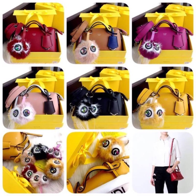 NEW MY FENDI Ready Stock New Arrival By The Way BB Bag Fall/Winter 2017 Crystal Monster Charm #72258