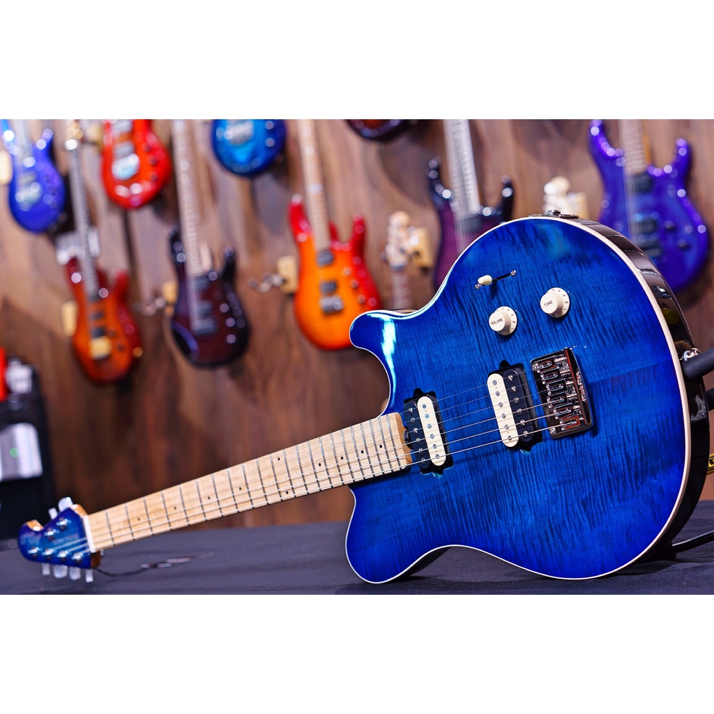 Ernie Ball Music Man Axis Super Sport HH STD - Balboa Blue Flame - Maple Matching Headstock G95466