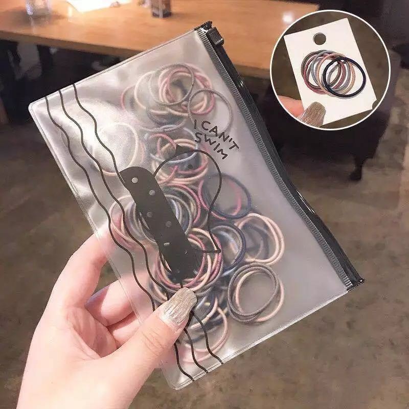 Ikat Karet Rambut 100pcs Warna Polos Gaya Korea / Ikat Rambut Elastis-AR-29 Mix Warna Tua