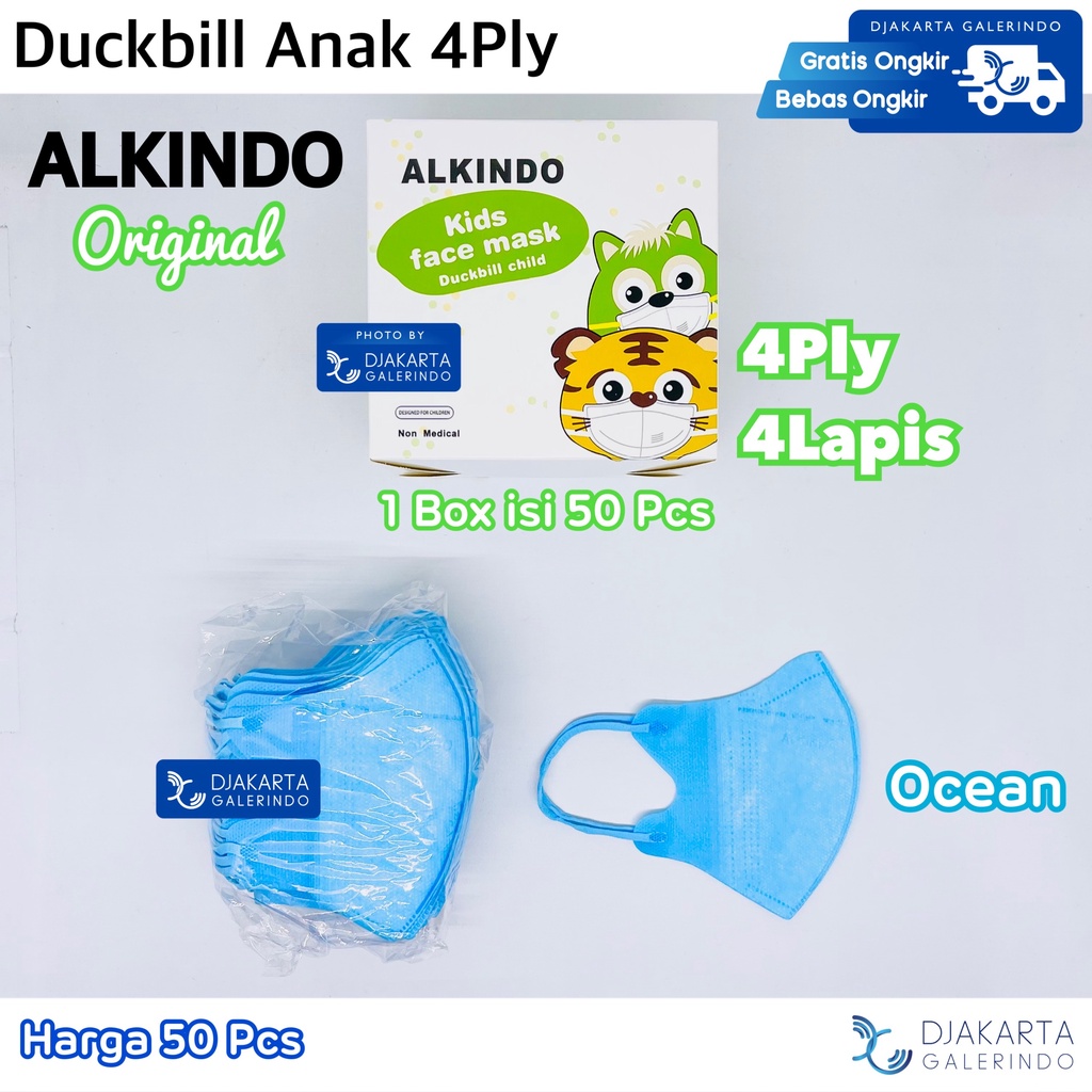 Masker Duckbill Anak 4Ply Alkindo isi 50Pcs