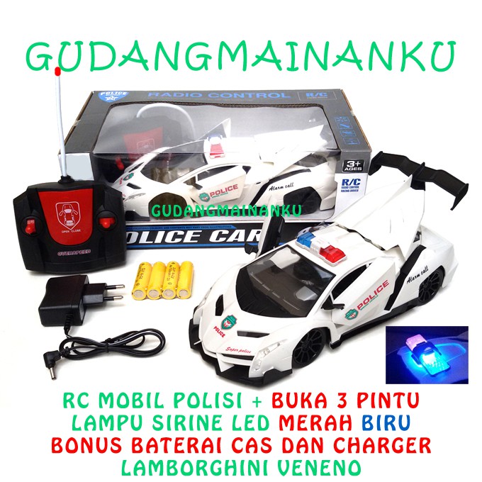 1:16 RC Remote Control Mobil Polisi Buka Pintu Lamborghini Veneno Free Baterai Cas + Charger