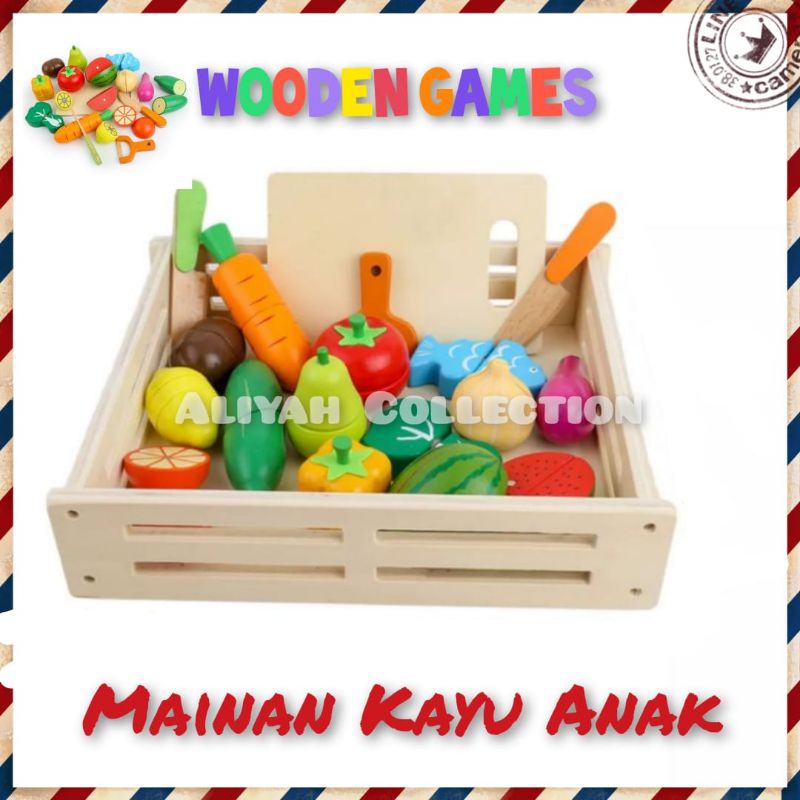 17Pcs Look At It Mainan Masak Masakan Wooden Toys Mainan Kayu Mainan Buah