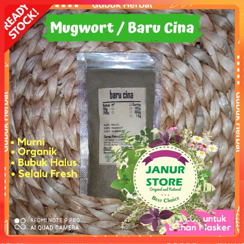 

MASKER/BUBUK MUGWORT MURNI HALUS - DAUN BARU CINA BUBUK 250 GRAM - BARRU CINA - Artemisia Vulgaris