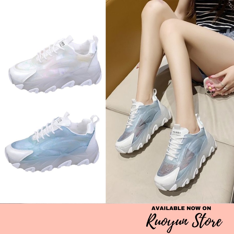 RYX - Ruffle Gradient Sepatu Sneakers Wanita Fashion Casual - Ori Import