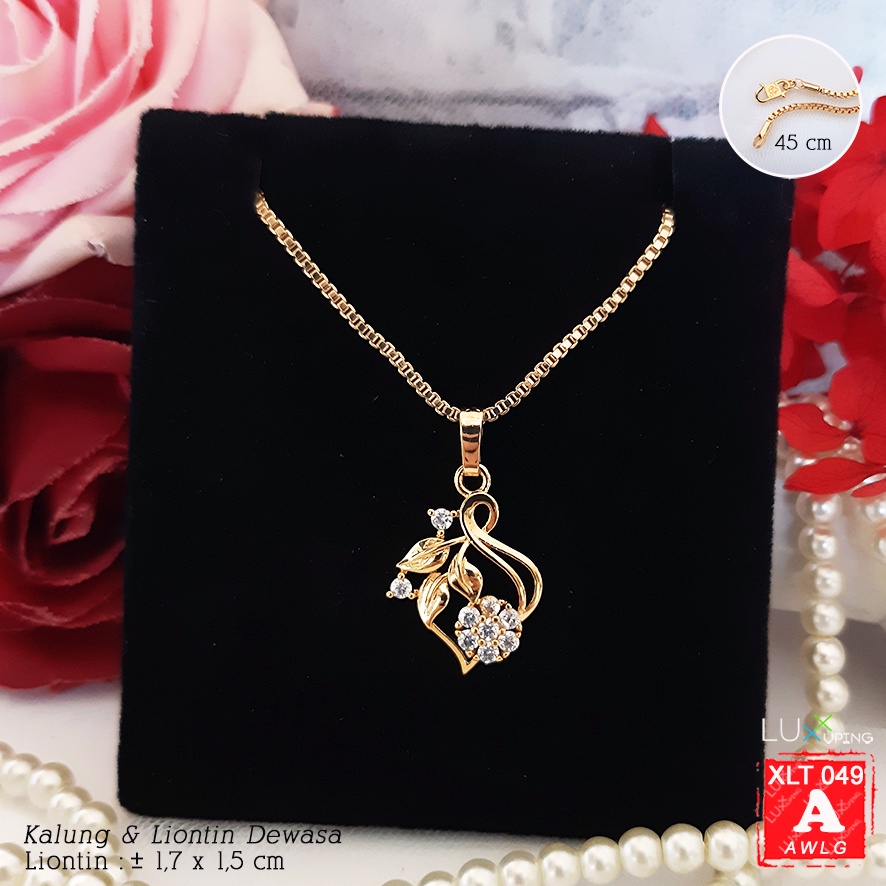 XLT 049 Kalung Liontin Set Permata Zirkon Perhiasan Lapis Emas 18K Kalung Xuping Panah Cinta Love Luxx Xuping