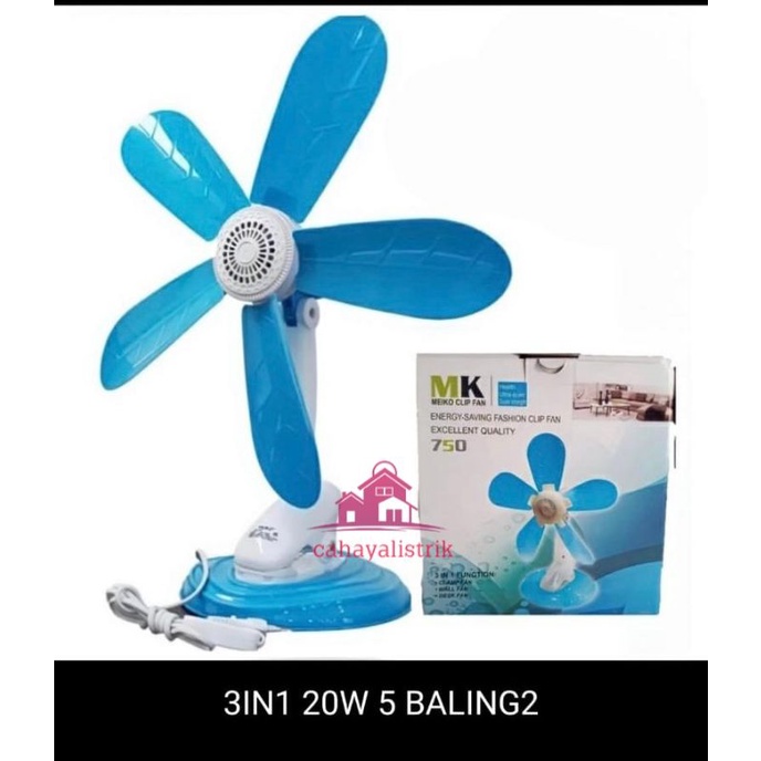 Kipas Angin Listrik Jepit Duduk Dinding Desk Fan Deskfan Karakter 3in1 20 Watt W / Gantung 20w 30w