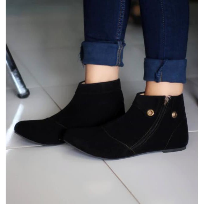 Sepatu Boot Wanita / Boots Korea Sbo90 - Hitam, 37 Kode 856