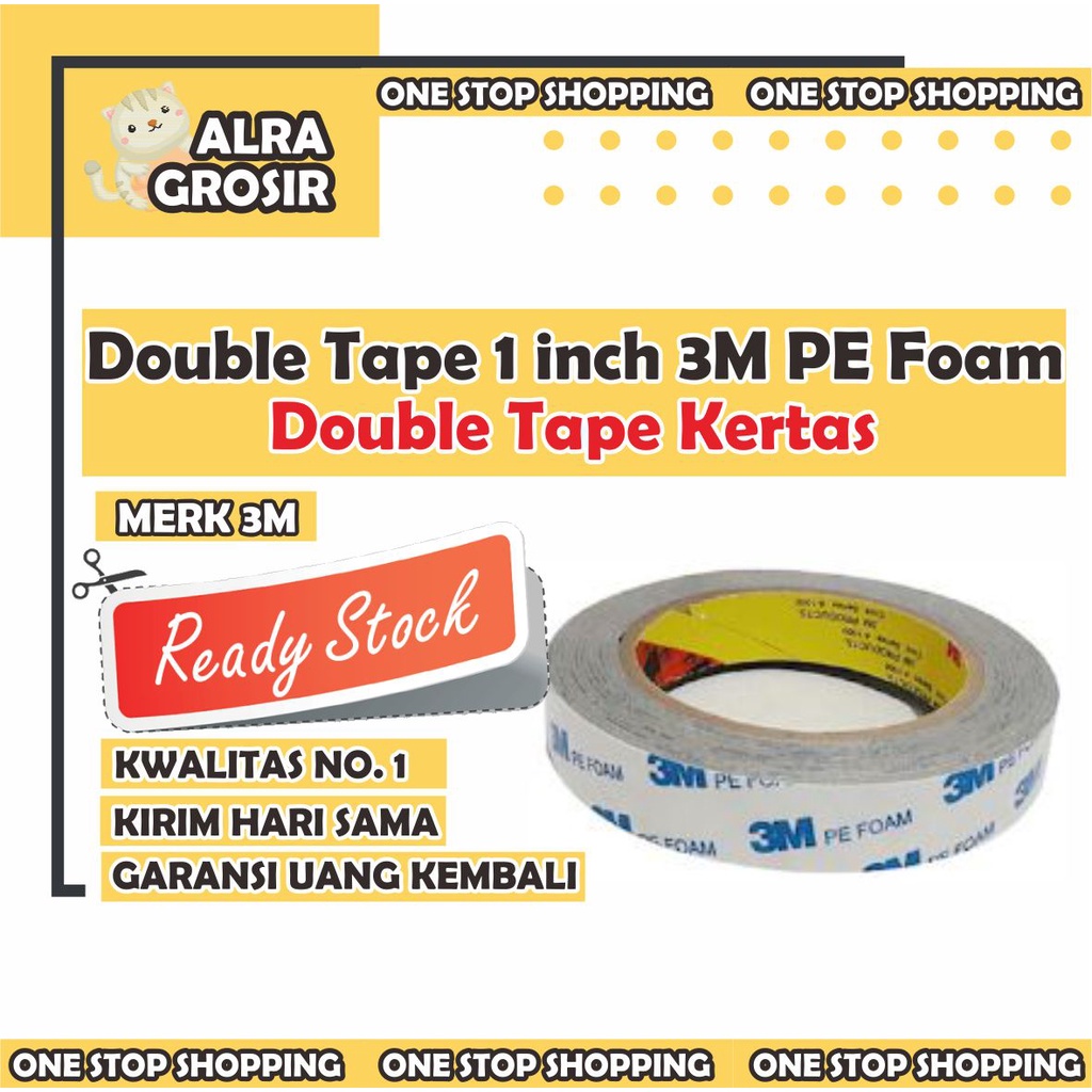 

DOUBLE TAPE BUSA 3M Pe Foam Tape 24mm x 4M ORIGINAL Isolasi Solasi Double Tape 1 inch 3M PE Foam Murah