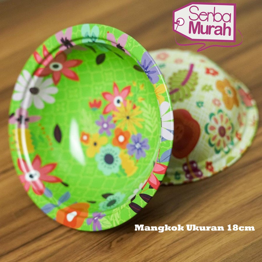 Baskom Enamel Motif Bunga Warna Random - Mangkok Cantik Wadah Penyimpanan Serbaguna