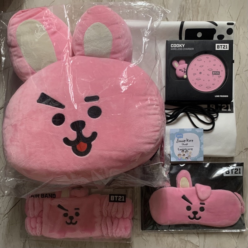 BT21 LINE FRIENDS OFFICIAL MERCH COOKY CUSHION LARGE WIRELESS CHARGER HEADBAND HAIRBAND SLEEPING MAS