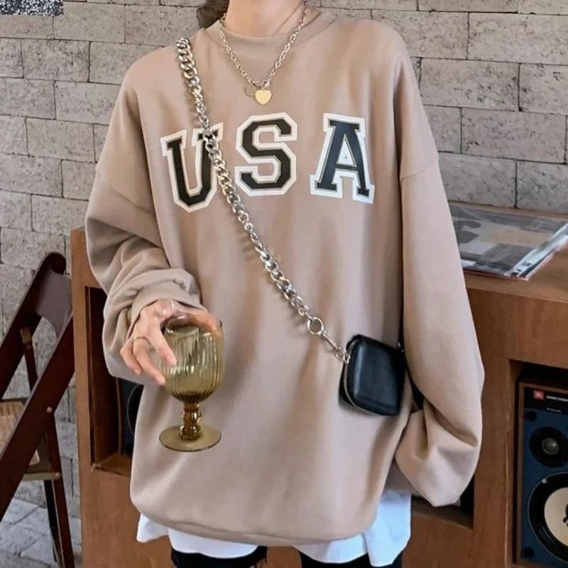 Jaket Sweater Wanita USA basic Oversize Original kualitas Distro