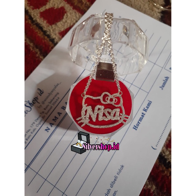 Kalung nama anak Hellokitty perak asli