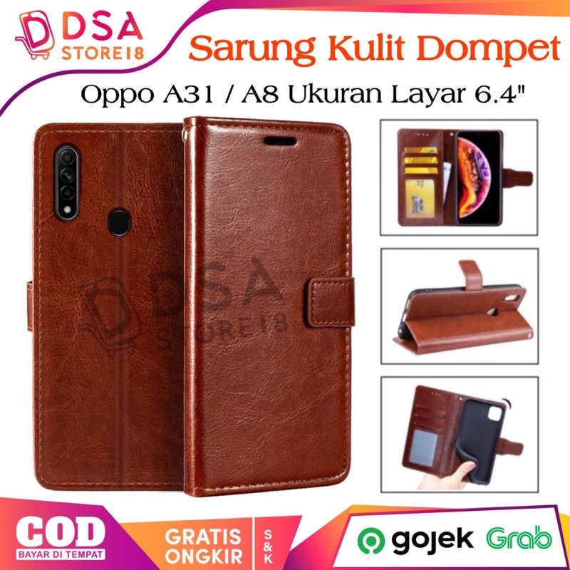 Case Oppo A31 / Casing Oppo A31 / A8 Leather Case Flip Cover Wallet Dompet Hp Casing Kulit