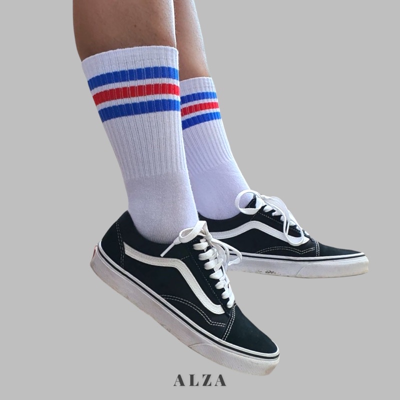 Kaos Kaki Oldschool  Strip Series / Olahraga /Skate / Motif Garis Panjang