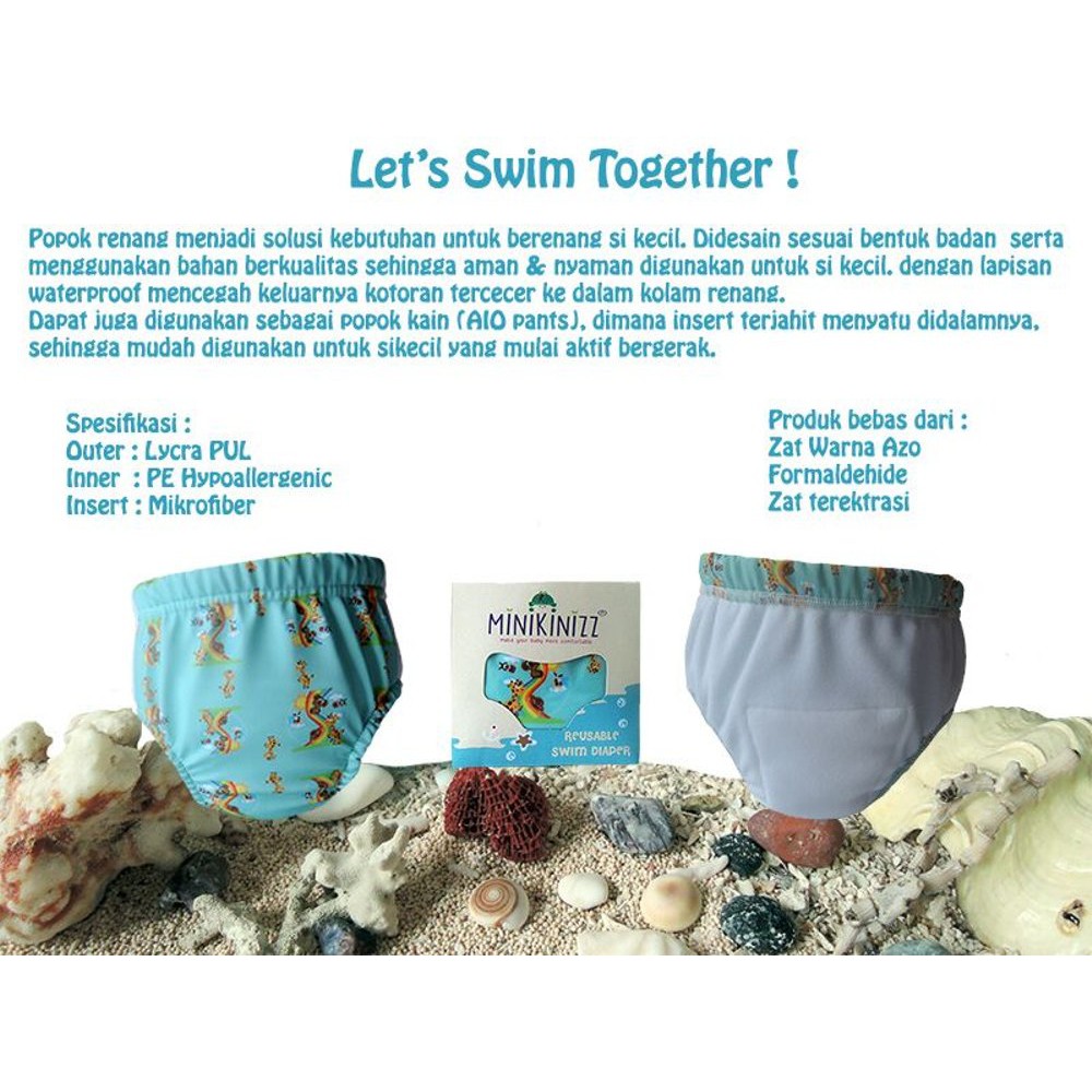 Clodi SWIM DIAPER Minikinizz | Cloth Diaper | Popok Renang Celana Renang Bayi Clodi Renang Bayi