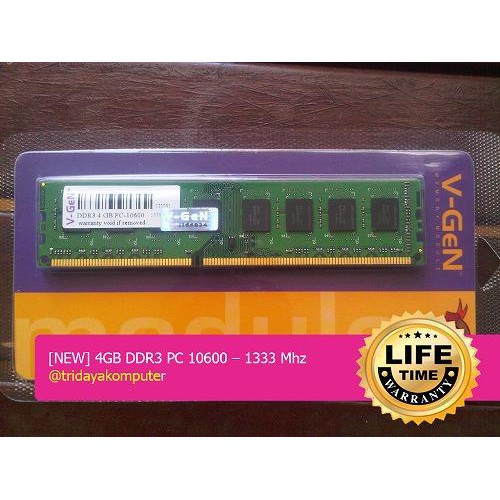 RAM 4GB DDR3 VGEN PC 10600 MEMORY KOMPUTER BARU