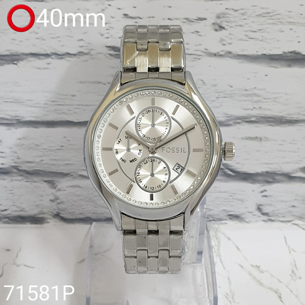 Jam Tangan Wanita Fashion Y21004L Tali Rantai Tanggal Aktif Chrono Hiasan Free Box &amp; Baterai