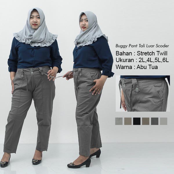Putri Nasya - Celana Big Size Panjang T S C Ukuran 8L,6L,5L,4L,2L,XL,S Fit To L Warna Cream Moca Capucino Hitam Abu Tua Muda