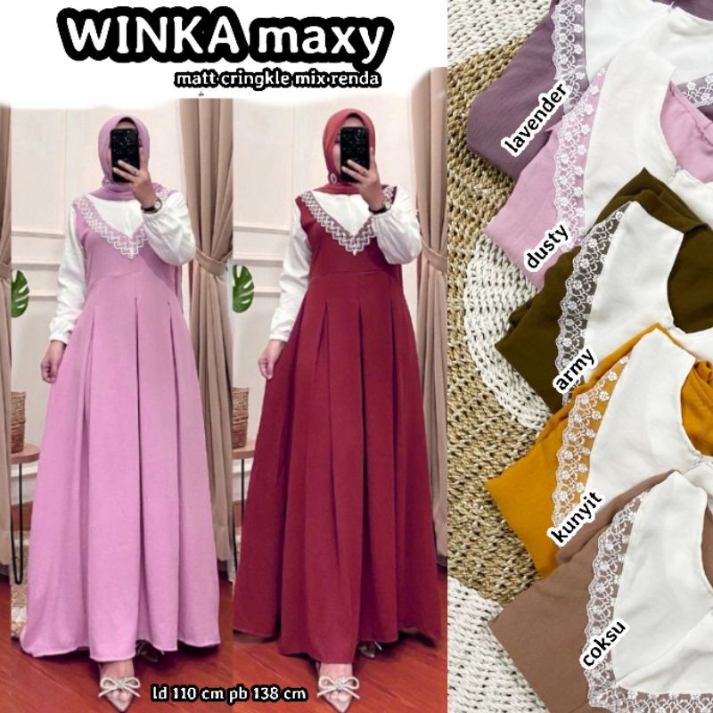 [BISA COD] TERMURAH  Gamis WINKA maxy dress cringkle terbaru terpopuler