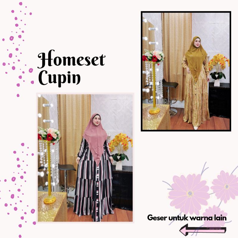 Daster set khimar/ Daster set bergo/Homeset by cupin/Home dress by cupin/ Homeset cupin 26 (SIAP KIR