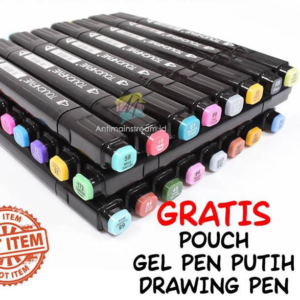 

▼ 30 Pcs TouchNew Double End Marker | Spidol Touch Dual Side with Pouch ♪