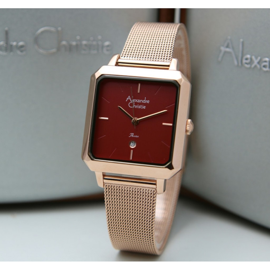 Alexandre Christie AC2911 Original Jam Tangan Wanita Rose Gold Maroon