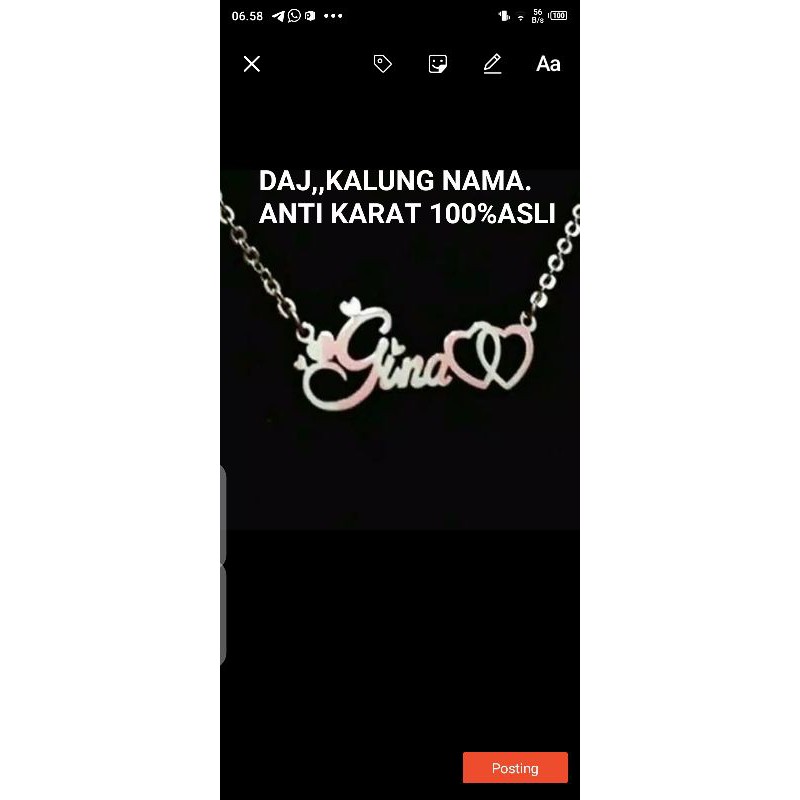 RESELER!!Kalung nama termurah titanium stanles stell anti karat silver