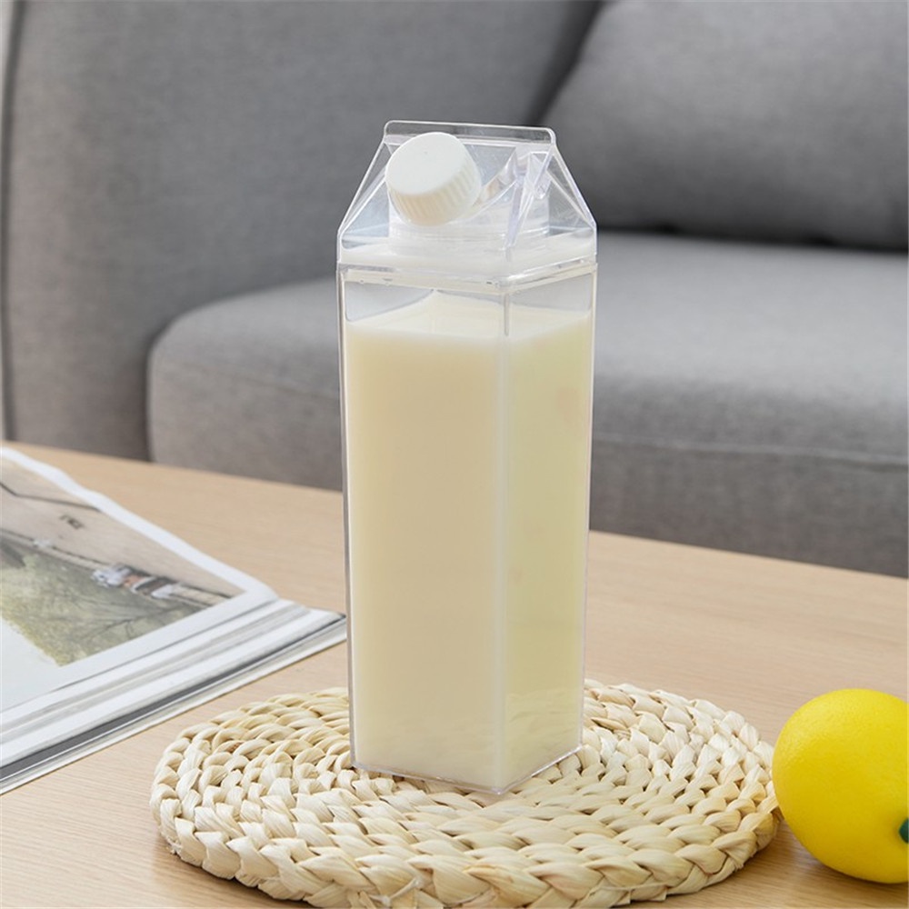 1pc Gelas Susu Influencer Bentuk Kotak Bahan Plastik Ukuran 500ML1000ML