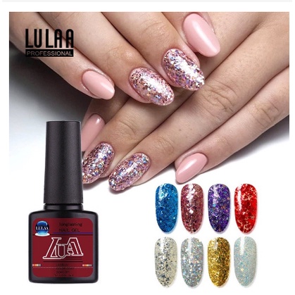 LULAA glitter gel polish 7ml uv led lamp soak off gel polish kutek gel nailart