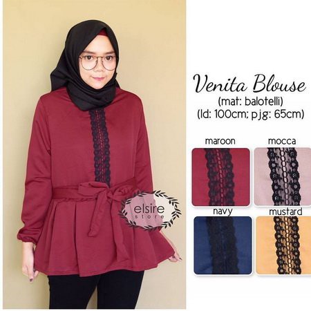 fashionshop119 Venita Blouse / Blouse Variasi Renda Import / Atasan Wanita (fs)