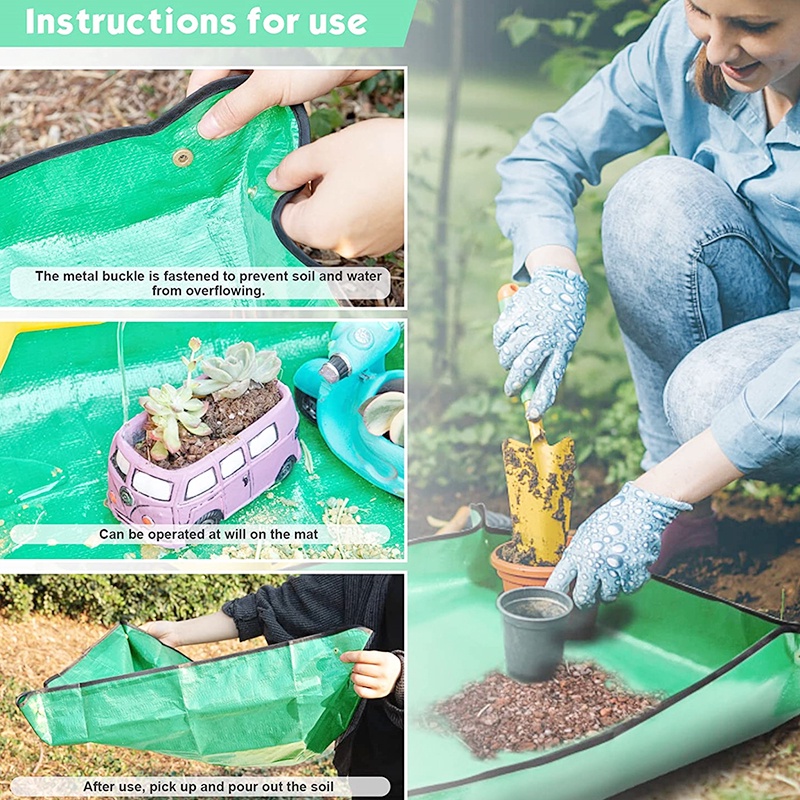 1m*1m Gardening Mat Dapat Potting Mat Digunakan Kembali  Taman Bunga Mat Berkebun Mat Balkon Tanam Mat Berkebun Hijau Tatakan Tanaman Hias Mat