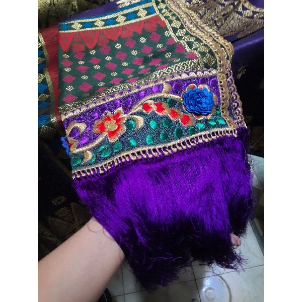 Songket mesin cantik manis Palembang ungu