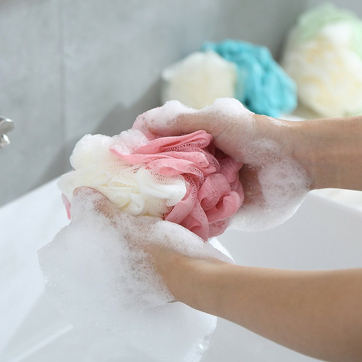 SPONS MANDI 2 SISI - SPONGE MANDI 2 WARNA - SPON PUFF AESTHETIC - SPON BUSA BADAN