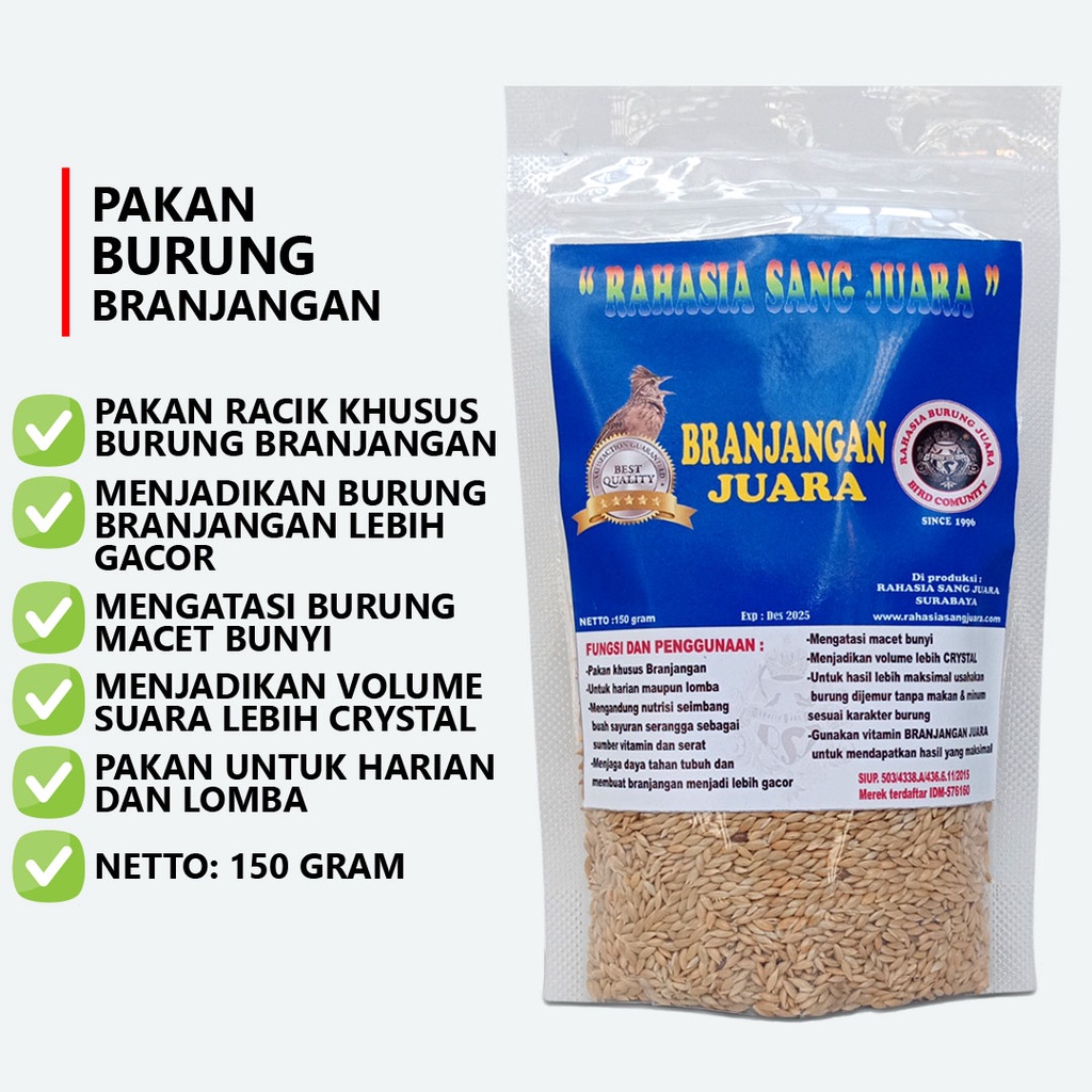 PAKAN BURUNG BRANJANGAN GACOR MENGATASI BURUNG MACET BUNYI