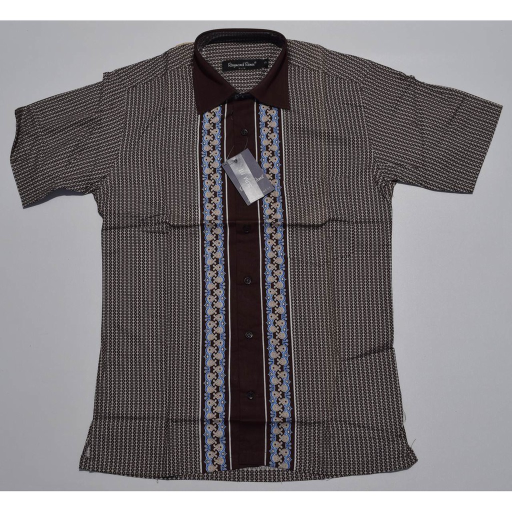 Kemeja Pria RAYMOND RENEE Lengan Pendek Coklat Motif Slim Fit A0581 Original & Real Picture