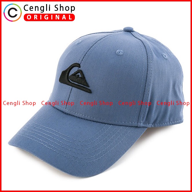 TOPI QUIKSILVER ORIGINAL ASLI ORI TERBARU LOGO POLOS KEREN BIRU BLUE Q04