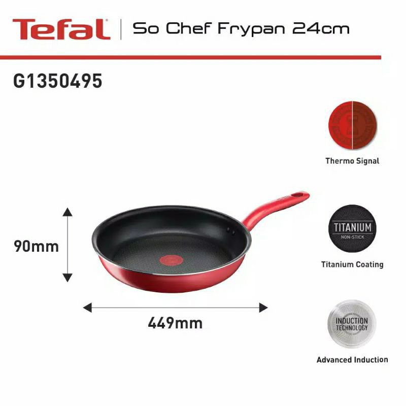 Wajan Teflon Anti Lengket Tefal So Chef Frypan 24cm G1350 Original