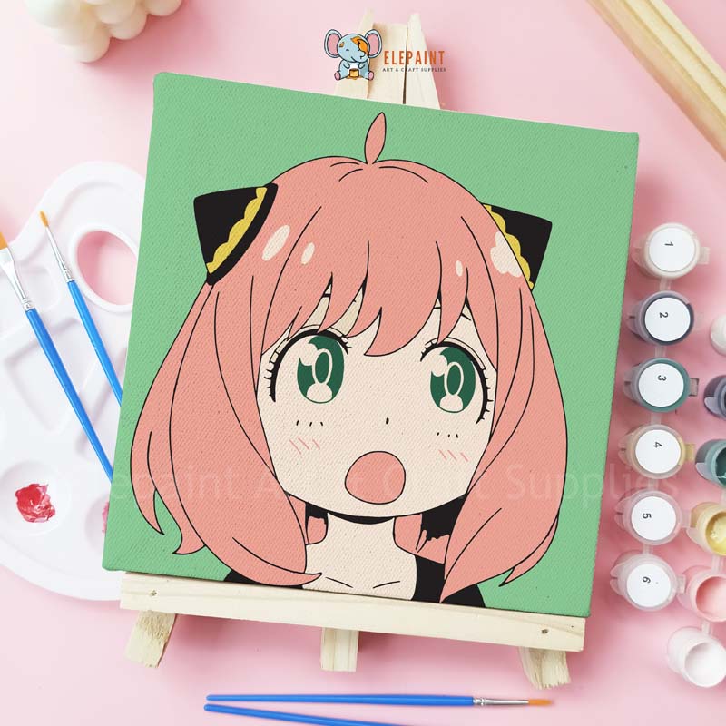 

Paint By Number 20x20cm Anime Anya OMG DIY Painting Kit Spy x Family Mewarnai Lukisan with Wooden Frame Numbers