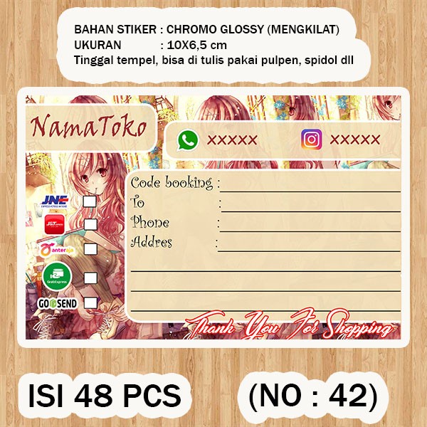 

( STIKER PENGIRIMAN ) Shipping label ( /pack isi 48pcs no.42 )