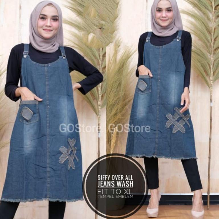 [ART. 363254] OVERALL JEANS JUMBO WANITA | OVERAL BIG SIZE | BAJU KODOK LEVIS KEKINIAN