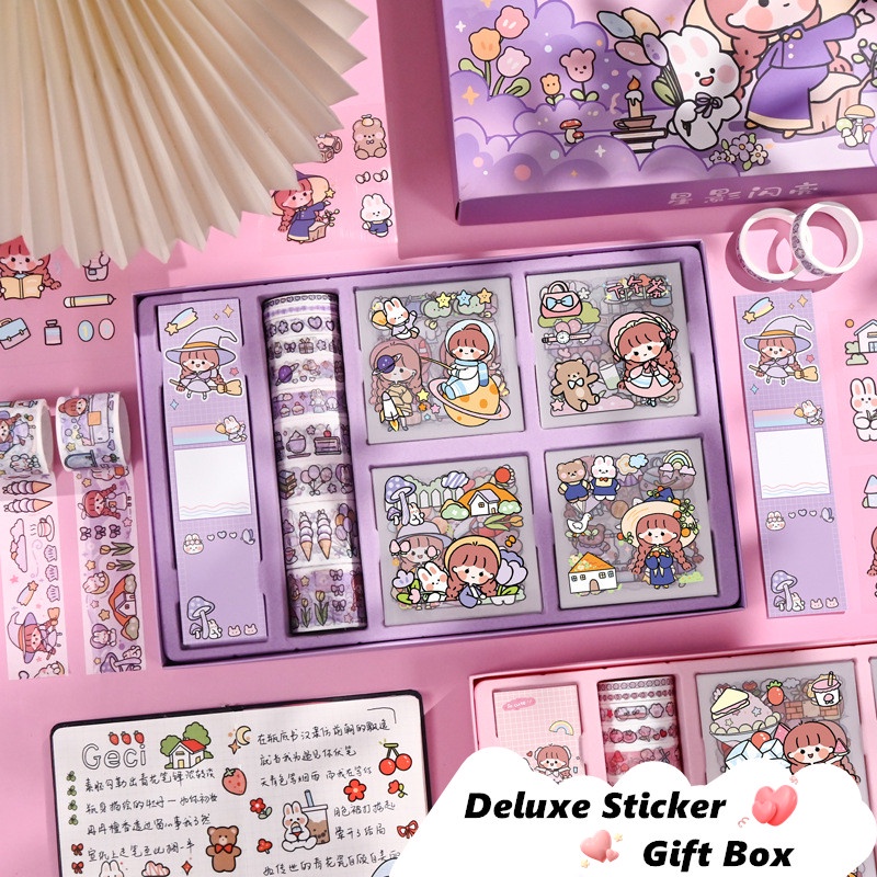 Set 50 / 100 / 300 Pcs Stiker Label Motif Kartun Tahan Air Untuk Dekorasi Diary