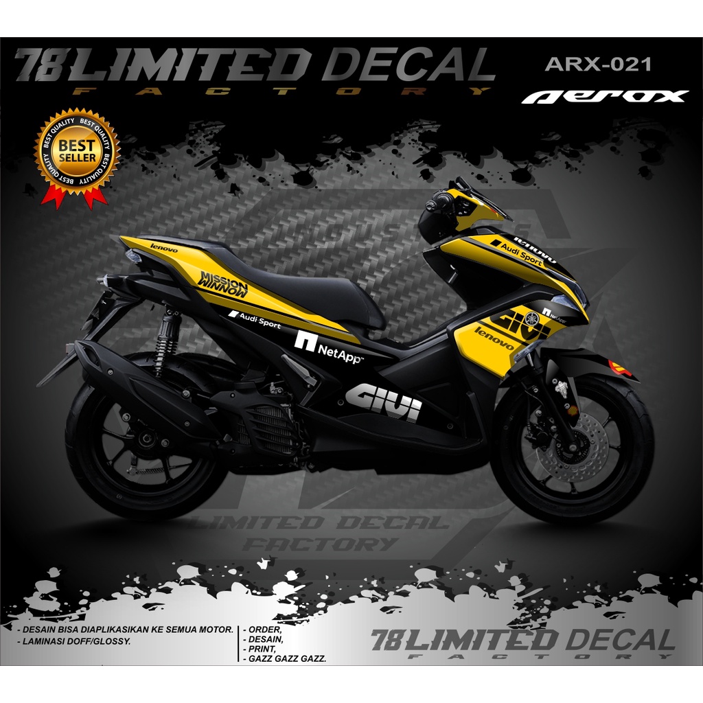 Decal stiker variasi motor Yamaha aerox 155 lama full body Code ARX-021