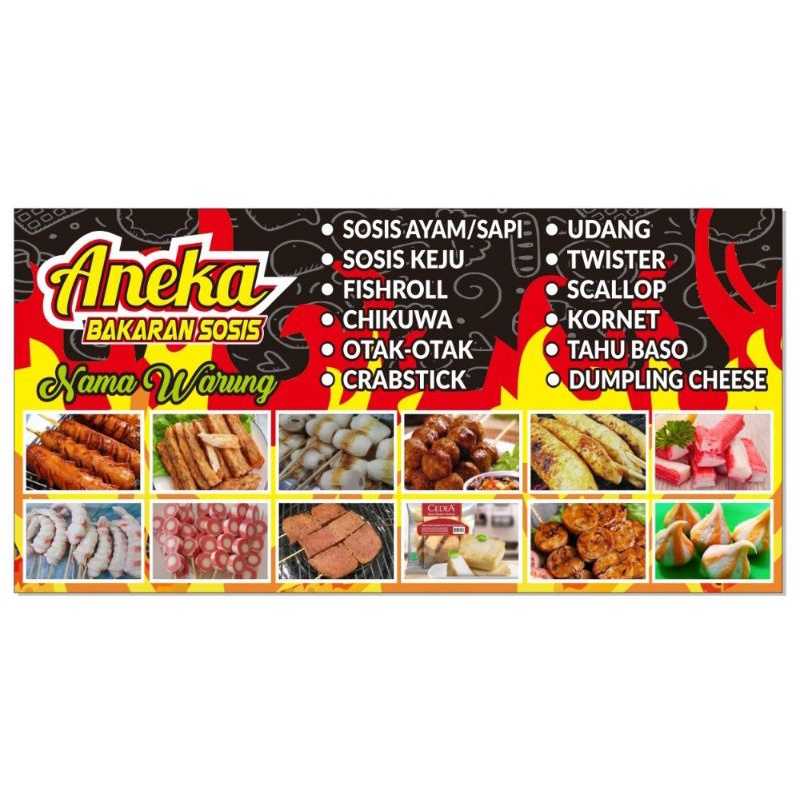 Spanduk Aneka Bakaran Sosis/Banner Sosis Bakar 100x50