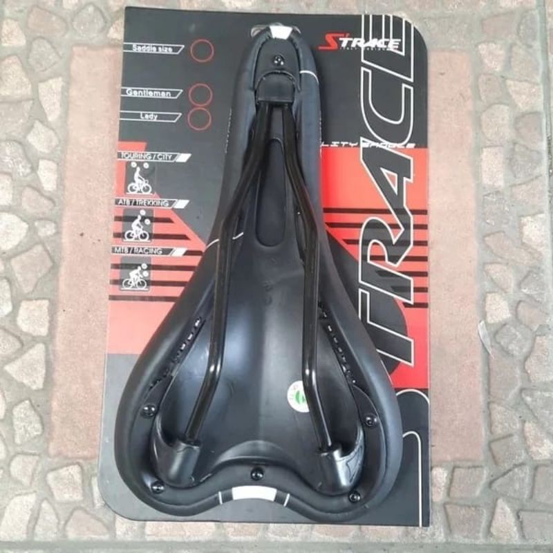 SADEL STRACE AWARD HITAM PUTIH UNTUK SEPEDA ROADBIKE FIXIE HYBRID MTB BALAP