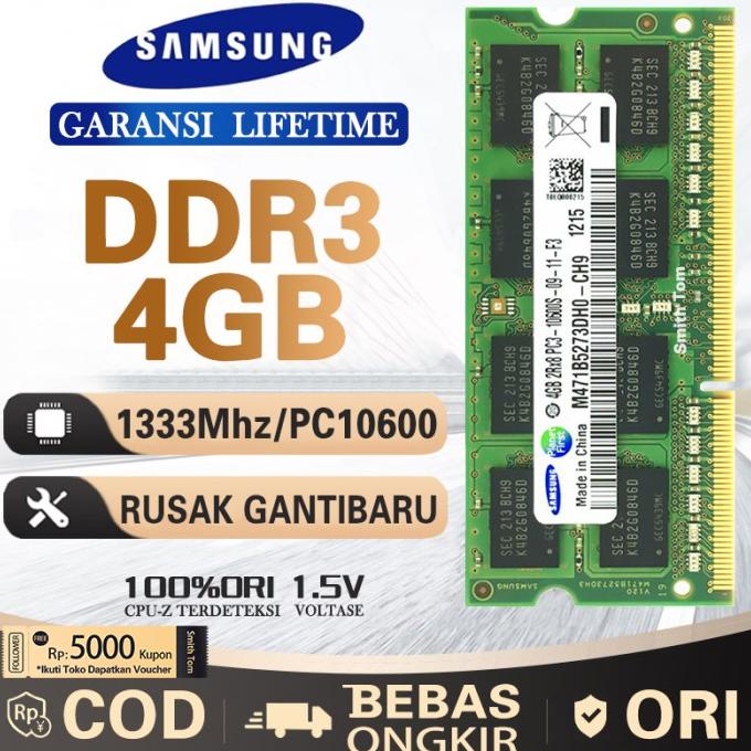 Ram Laptop Samsung Sodimm 4Gb Ddr3 Ddr3-1333 4G Sodim